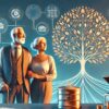 visuel avec un couple de septagènaires entouré de symboles de l'assurance vie