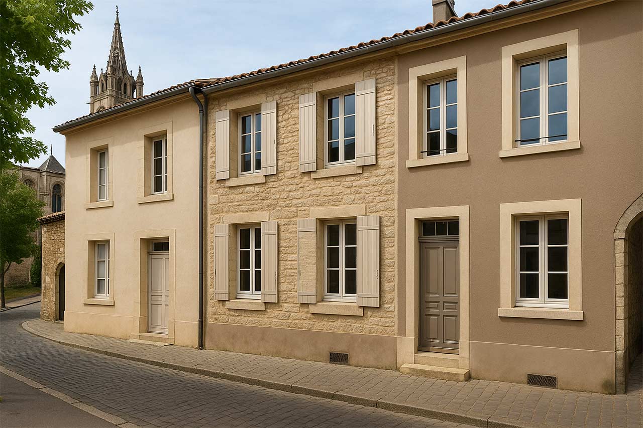 Rue proche d’un monument historique : comparaison de trois teintes sable approuvées par l’ABF pour une façade rénovée