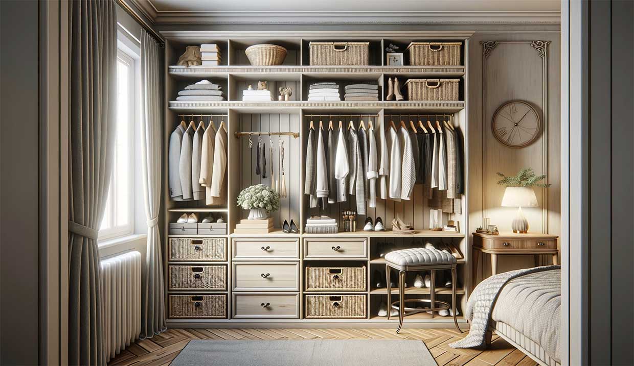  dressing avec étagères, tiroirs et penderie
