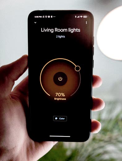 contrôle de l'éclairage via un smartphone
