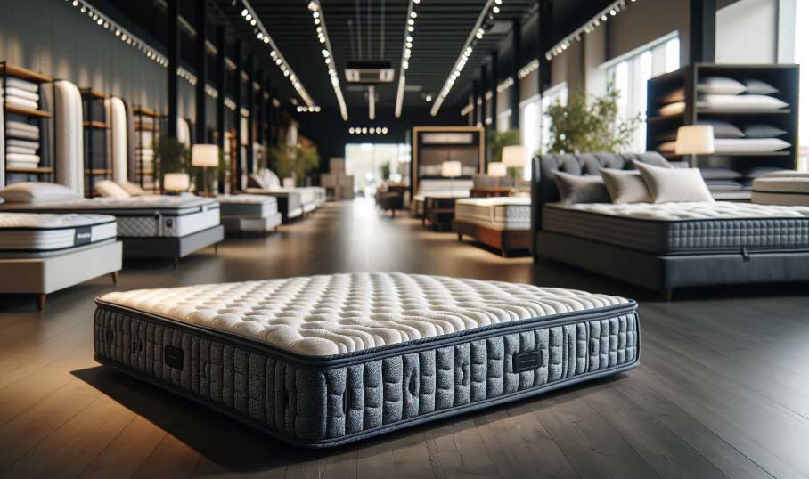 matelas à ressorts ensaché dans un showroom