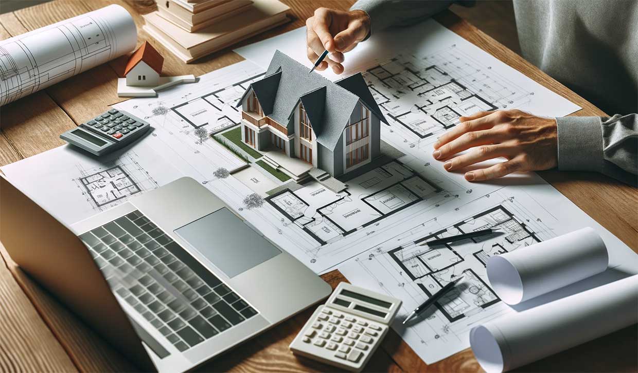 plan d'une maison observé par un architecte